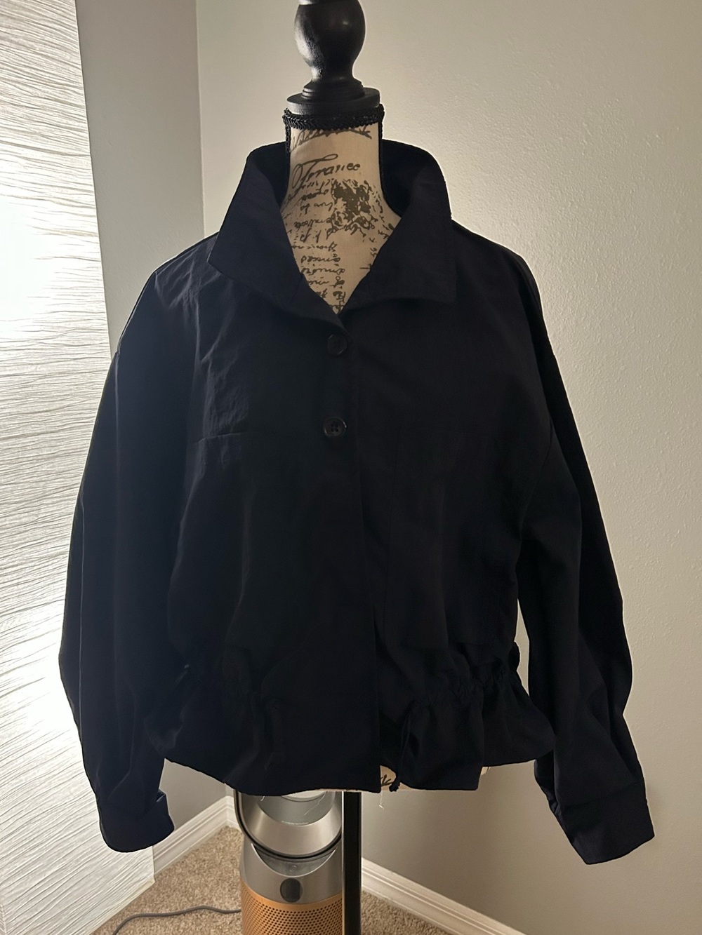 Women's Blue Collared Cinched waist Jacket